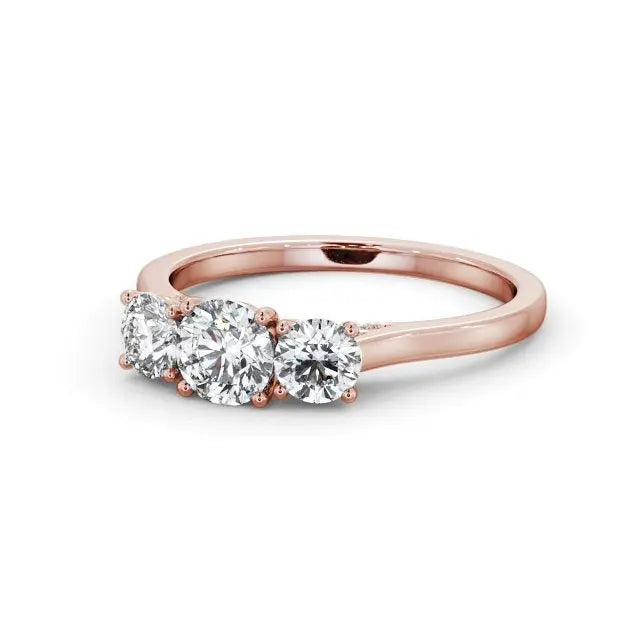 Victorian Three Stone 0.65CTW Lab Grown Diamond Ring  customdiamjewel 10KT Rose Gold VVS-EF