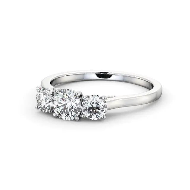 Victorian Three Stone 0.65CTW Lab Grown Diamond Ring  customdiamjewel 10KT White Gold VVS-EF