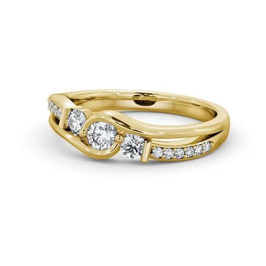 Three Stone Eternity 0.35CTW Lab Grown Diamond Ring  customdiamjewel 10KT Yellow Gold VVS-EF