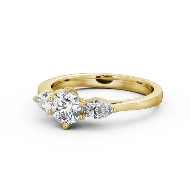 1.30CT Three Stone Lab Grown Diamond Wedding Ring  customdiamjewel 10KT Yellow Gold VVS-EF